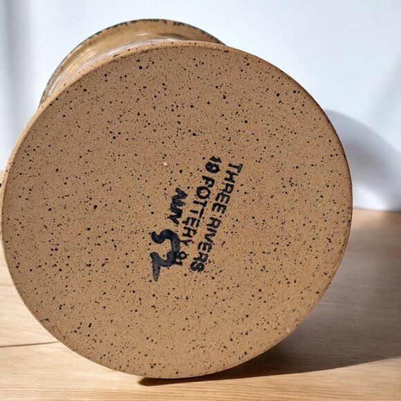 Three Rivers Pottery Snowman Mug Holiday Christmas Winter Green Spongeware - Picture 6 of 9